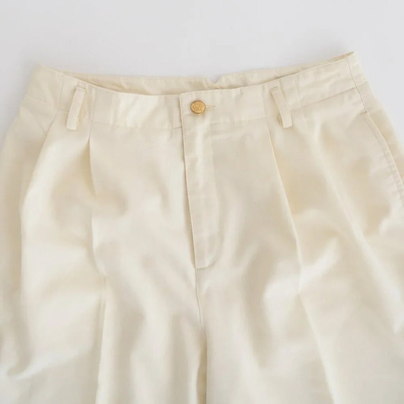 Vintage 90s Liz Sport Yellow Beige Pleated Cuffed Crop Ankle Pants Size 8 Petite - Picture 11 of 12